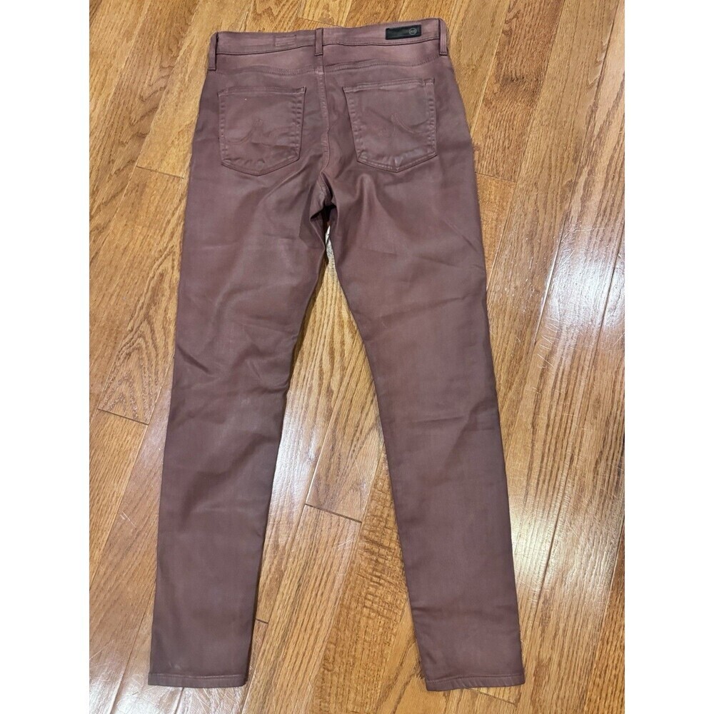 AG Farrah Skinny Ankle Jean 29R High Rise Coated Leatherette Burgundy Western - Picture 7 of 9